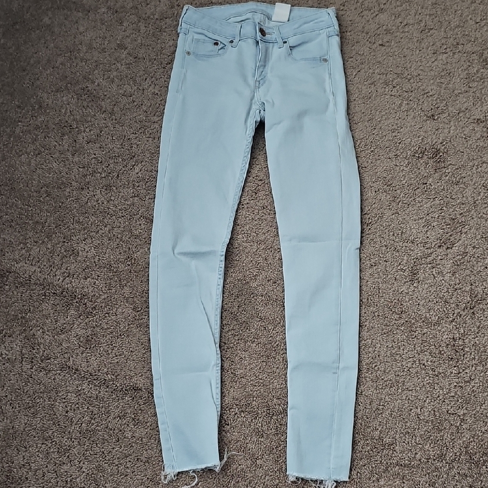 Dkny Blue Skinny Jeans with Distressed Knees